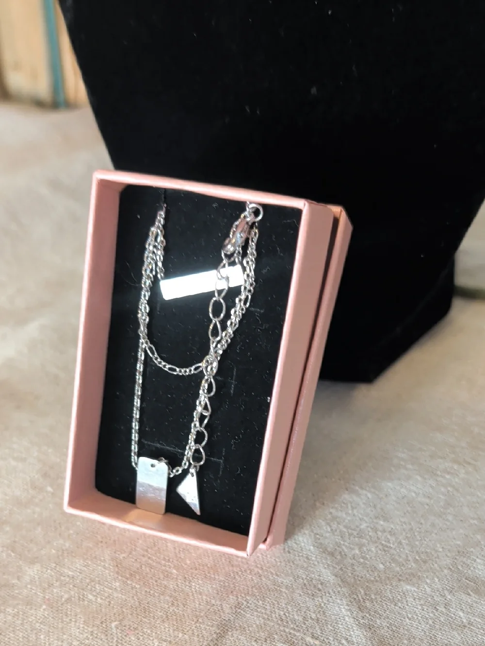 Forever Silver Triple Layered Bar Necklace Minimalist Silver Chain Stack Dainty
